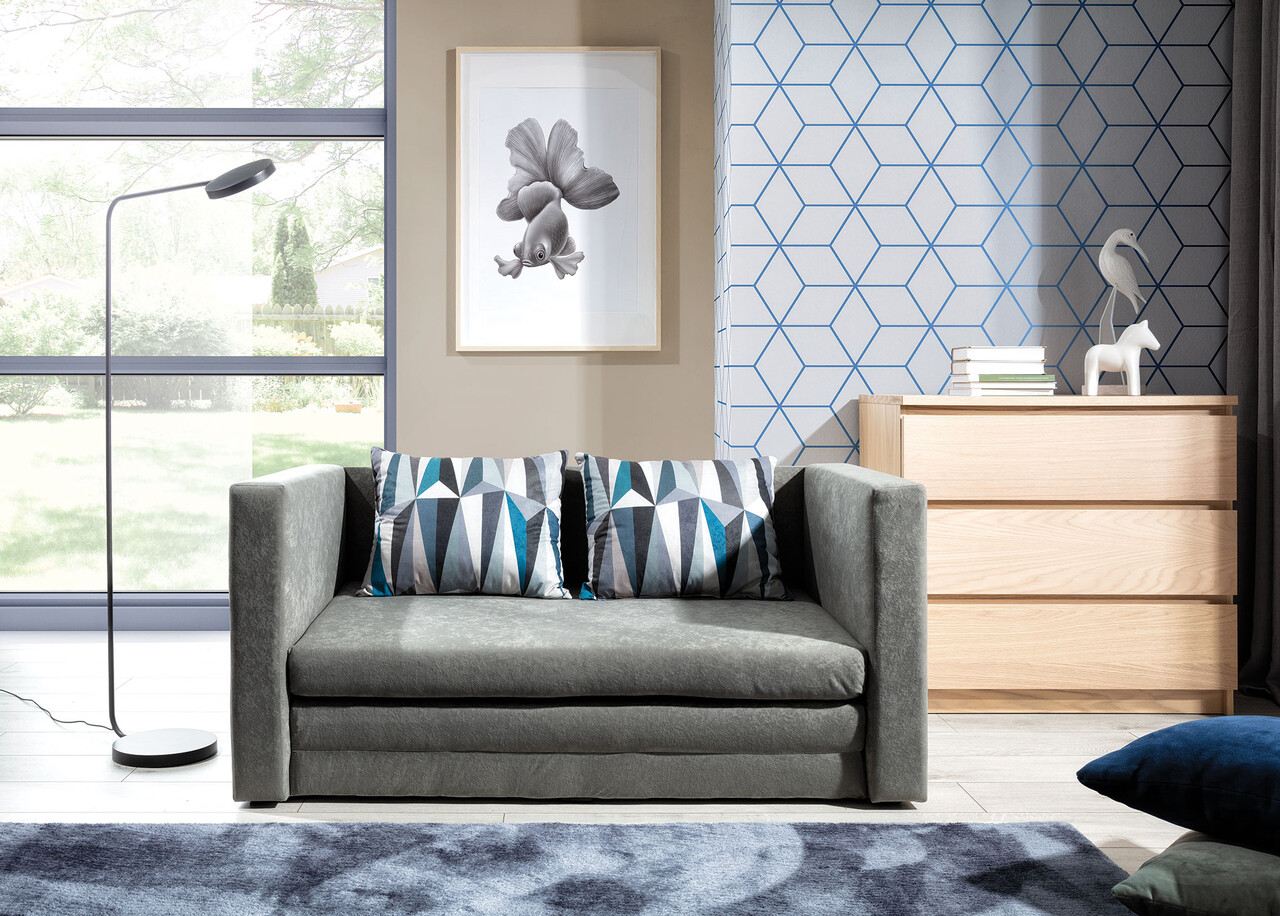 Canapea extensibila 2 locuri, ELTAP, Neva, 132x70x62 cm, lemn/poliester, gri inchis - imagine 6